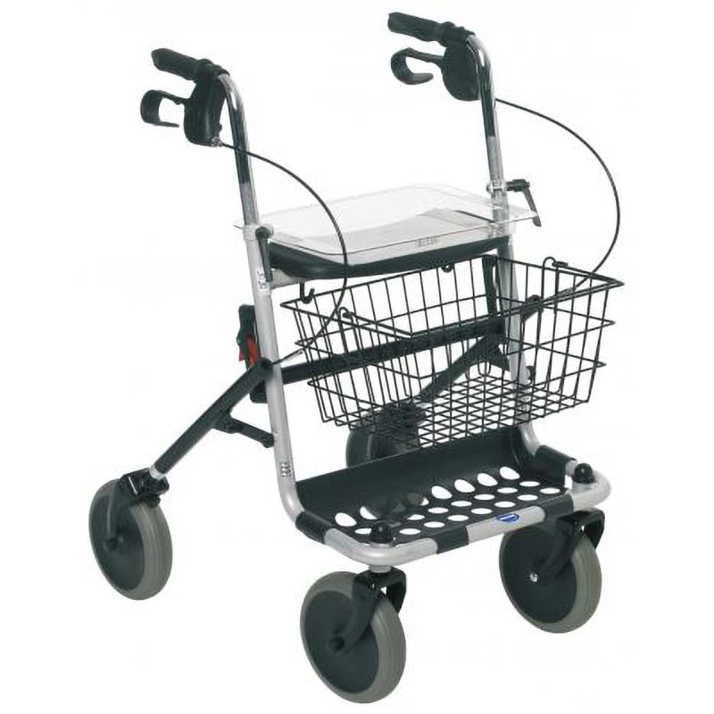 Faltbarer Rollator Banjo mit Korb und Tablett