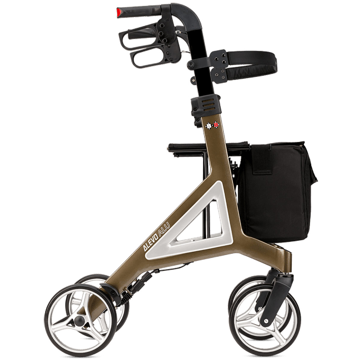 Rollator Alevo Alu in Platin mit silberner Flanke, Seitenansicht
