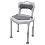Dusch- und Toilettenstuhl mit Rückenlehne, höhenverstellbar – rutschfeste Gummifüße, gepolsterter Sitz und Rücken