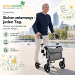 Älterer Herr schiebt den Rollator Mobiak Action White auf einer Uferpromenade