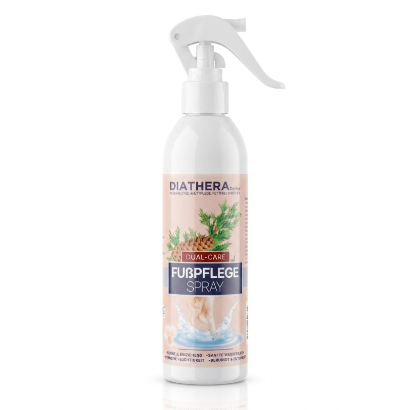 DIATHERA Derma Fußpflege-Spray 250 ml in der rosé Flasche, Duft Zeder, mit Sprühkopf
