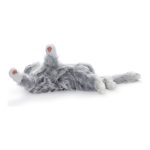 Joy-for-All-Katze grau-weiß rollt sich zum Bauchkraulen auf den Rücken