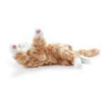 Joy-for-All-Katze rot-weiß rollt sich zum Bauchkraulen auf den Rücken